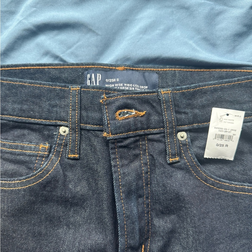 Gap High Rise Wide Leg Crop Jeans Dark Wash Size 25 New with Tags - Picture 4 of 5
